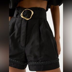 Aje Riviera Braided Short in Black - Silk